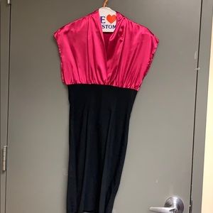 Sexy dress black skirt attached to pink blouse